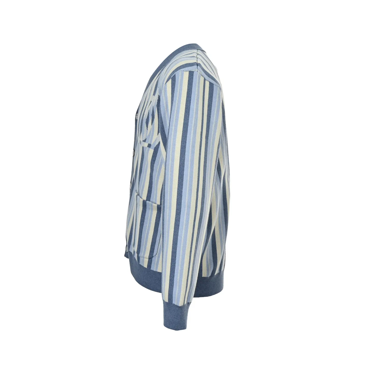 Louis Vuitton/Louis Vuitton glacier blue and white striped knitted cardigan
